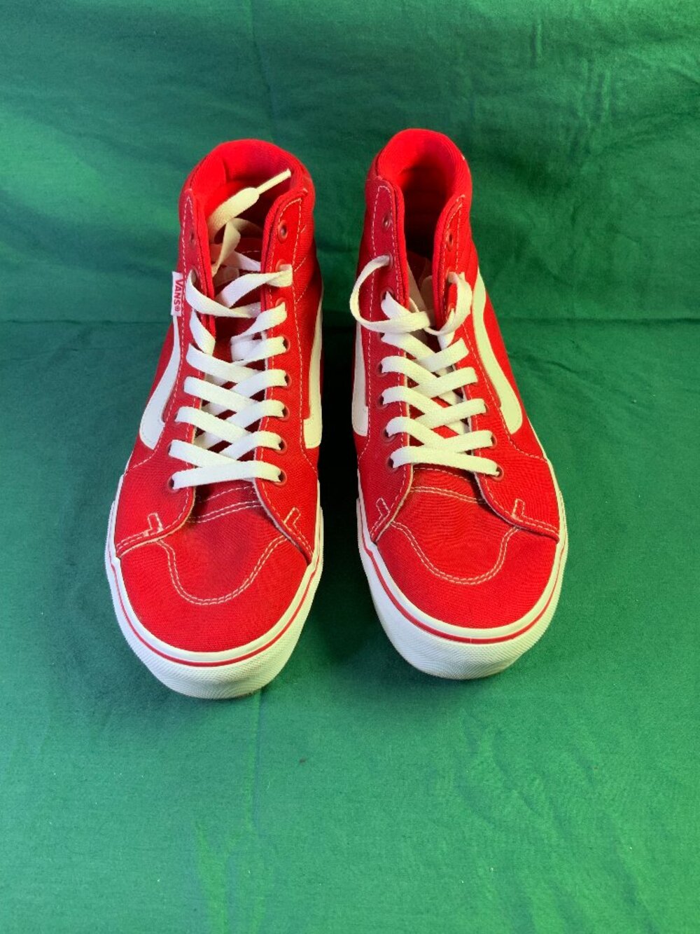 Red Platform High-Top Vans Women's Size 8